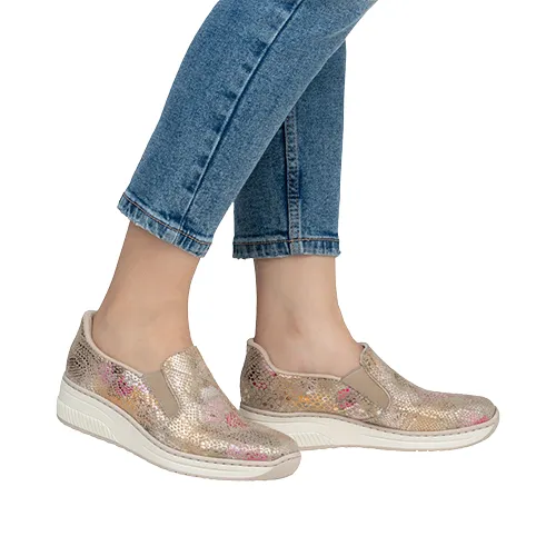 Rieker Ladies Slip On Wedge Shoes - 48761-90 - Multi