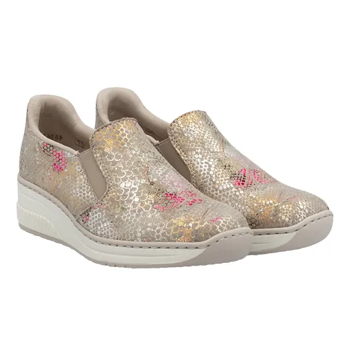 Rieker Ladies Slip On Wedge Shoes - 48761-90 - Multi