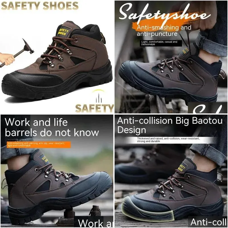 Safety Shoes Waterproof Work Boots Mens Non Destructible With Steel Toe Perforated 240615 Drop Delivery Accessories Special Purpose Dh8Ed