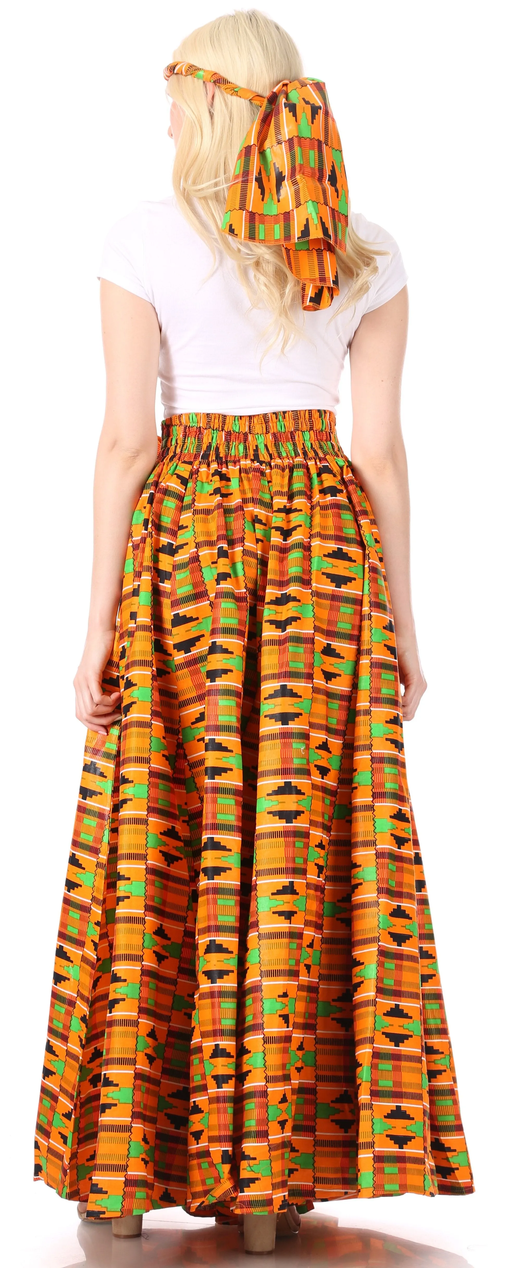 Sakkas Asma Convertible Traditional Wax Print Adjustable Strap Maxi Skirt | Dress