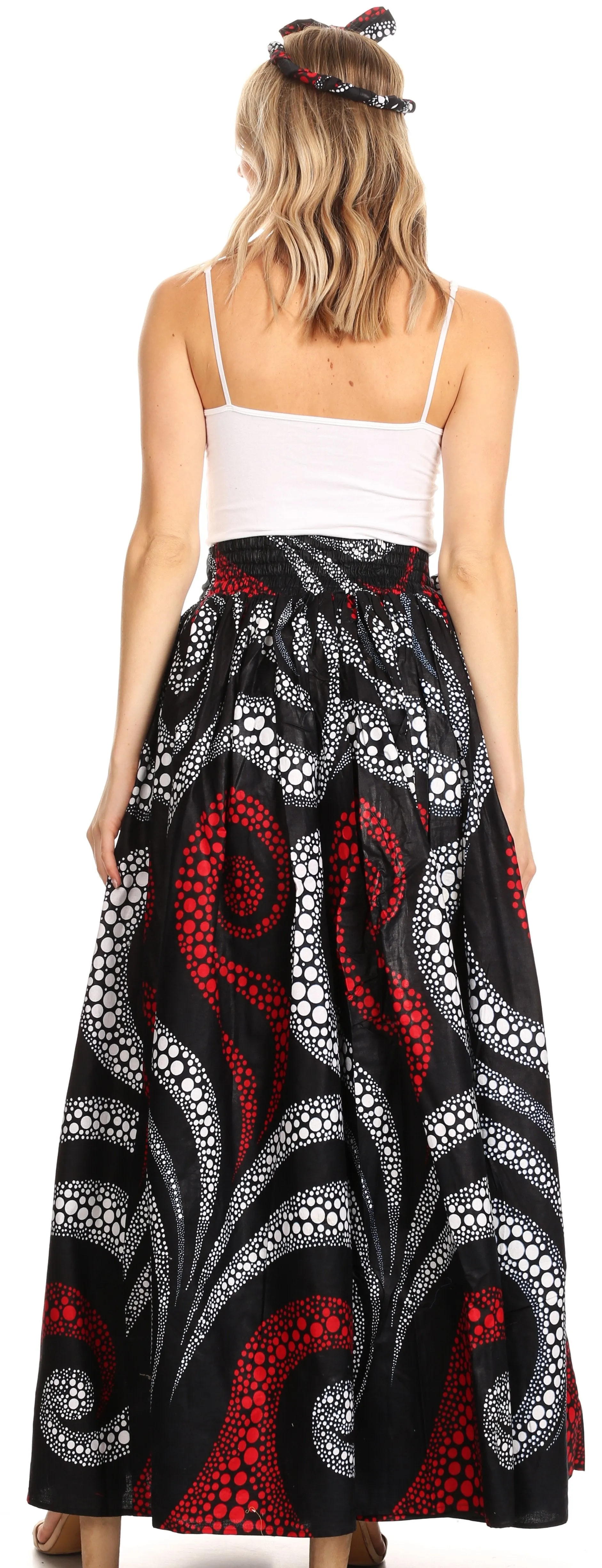 Sakkas Asma Convertible Traditional Wax Print Adjustable Strap Maxi Skirt | Dress