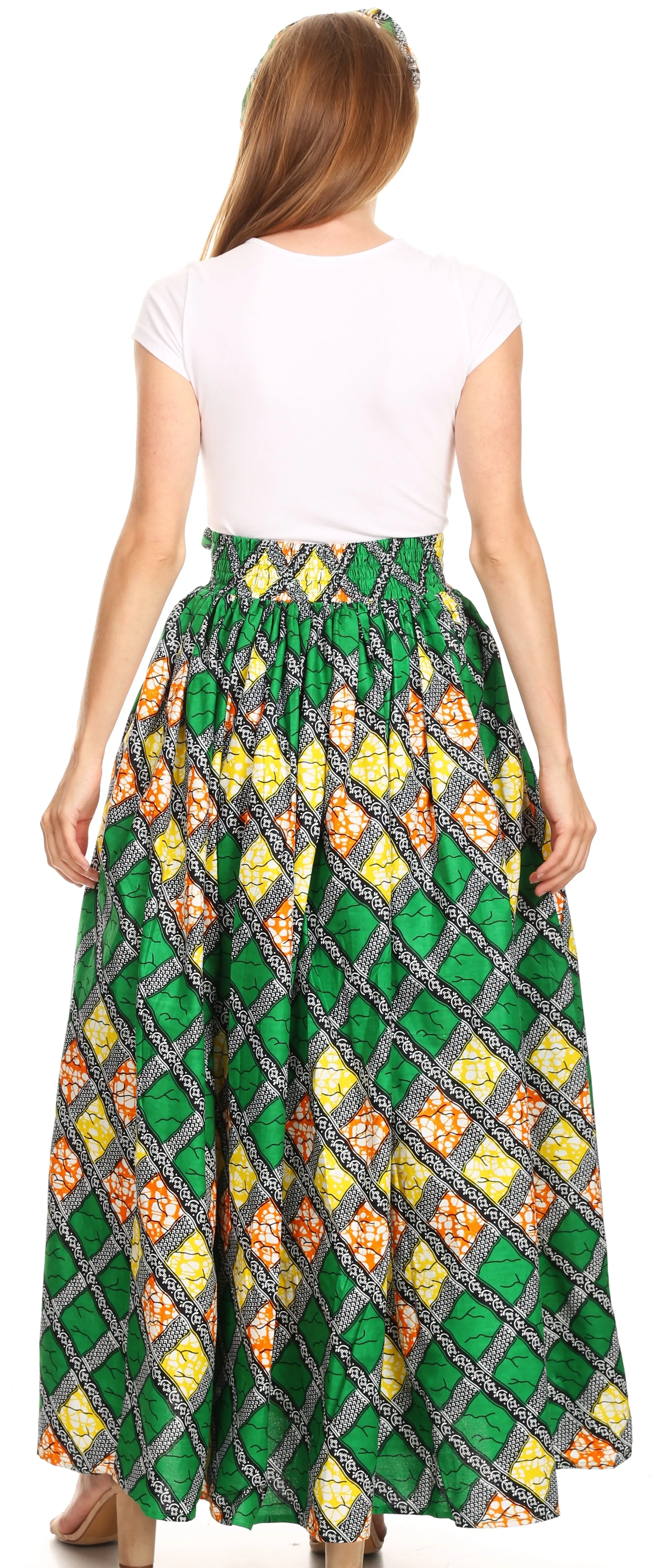 Sakkas Asma Convertible Traditional Wax Print Adjustable Strap Maxi Skirt | Dress