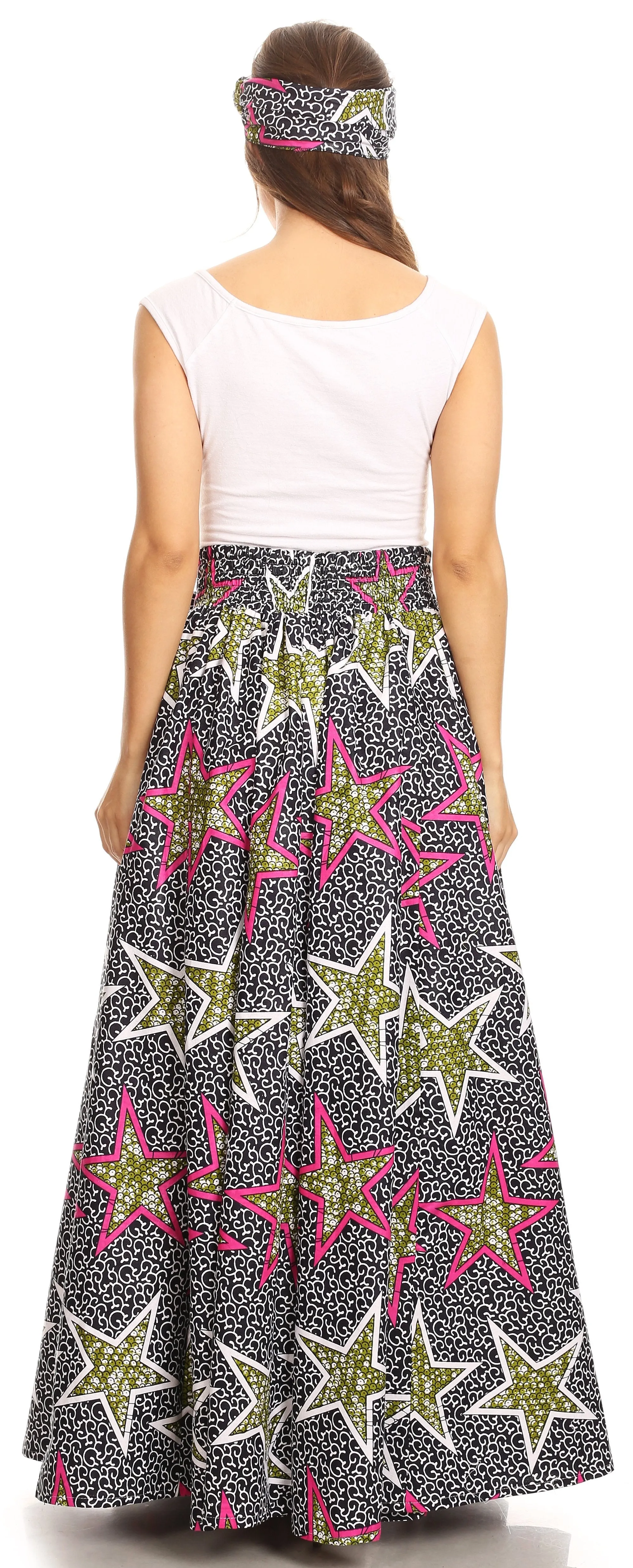 Sakkas Asma Convertible Traditional Wax Print Adjustable Strap Maxi Skirt | Dress