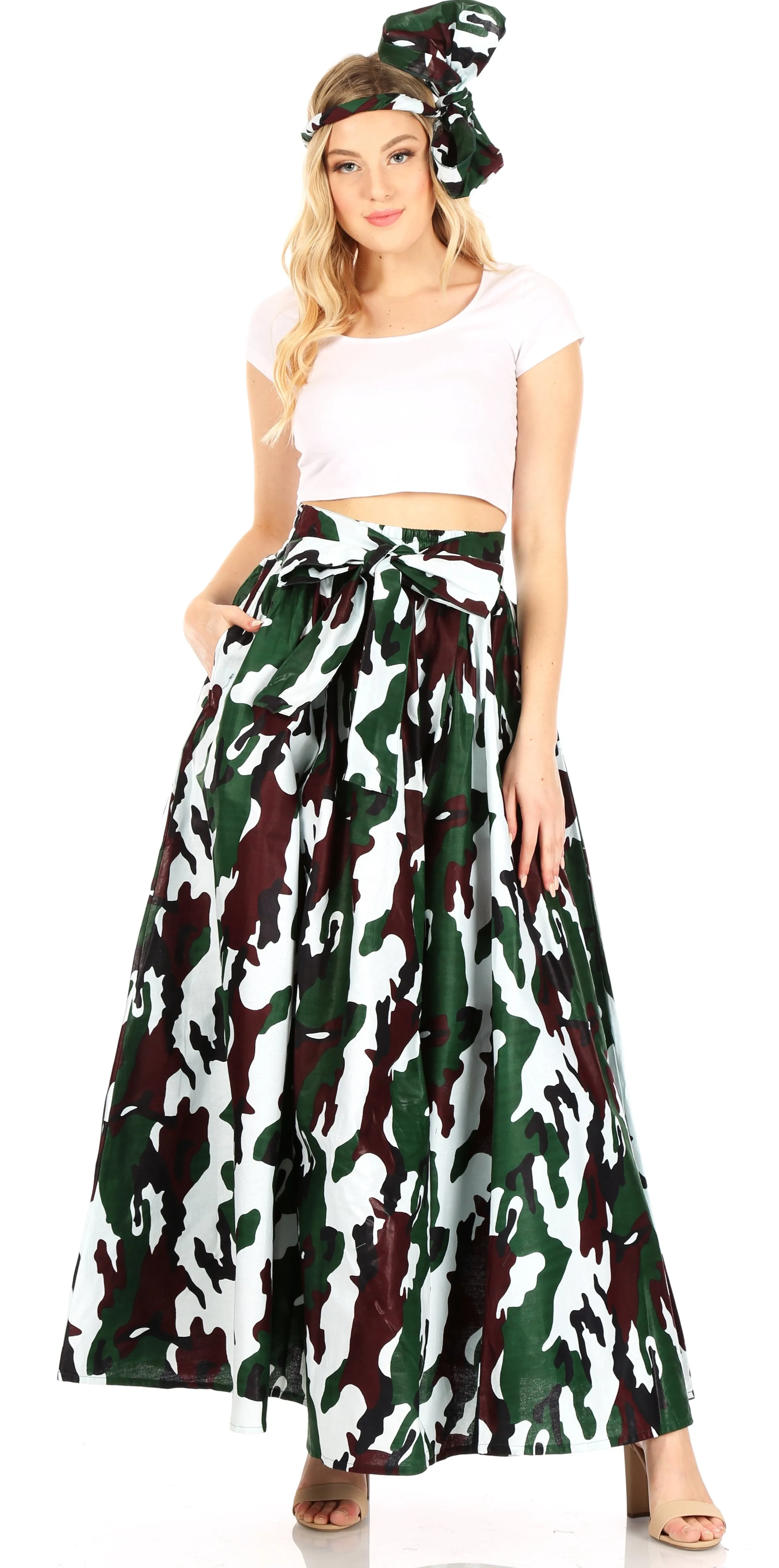 Sakkas Asma Convertible Traditional Wax Print Adjustable Strap Maxi Skirt | Dress