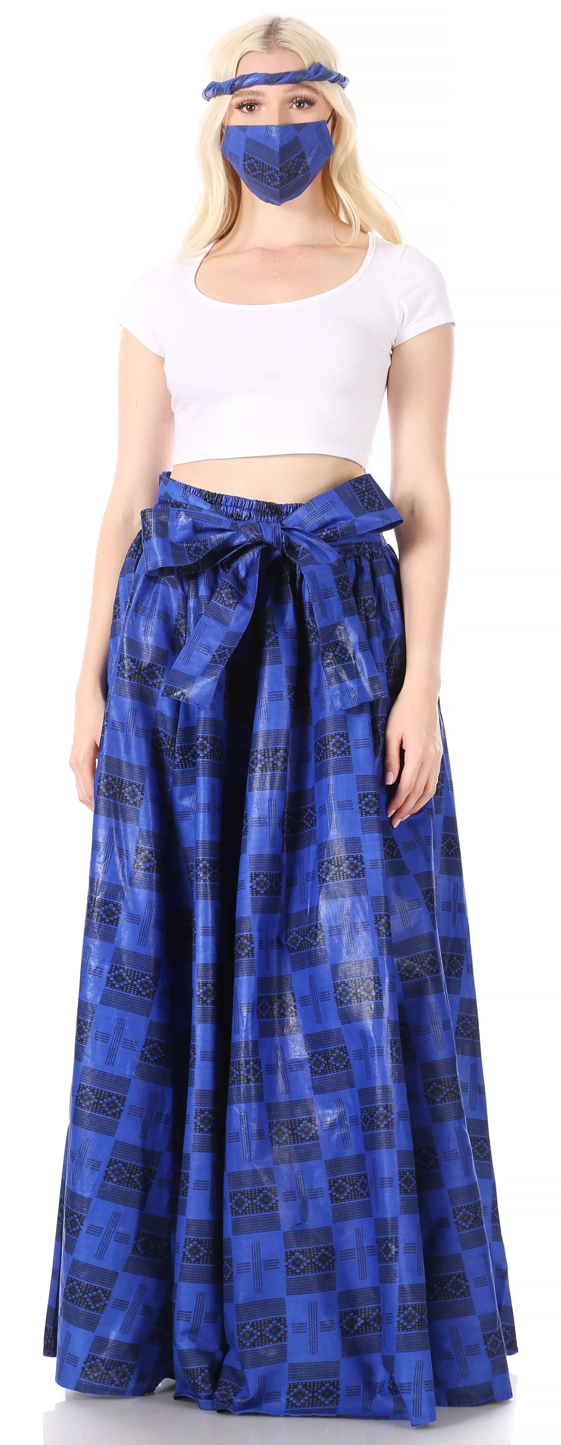 Sakkas Asma Convertible Traditional Wax Print Adjustable Strap Maxi Skirt | Dress