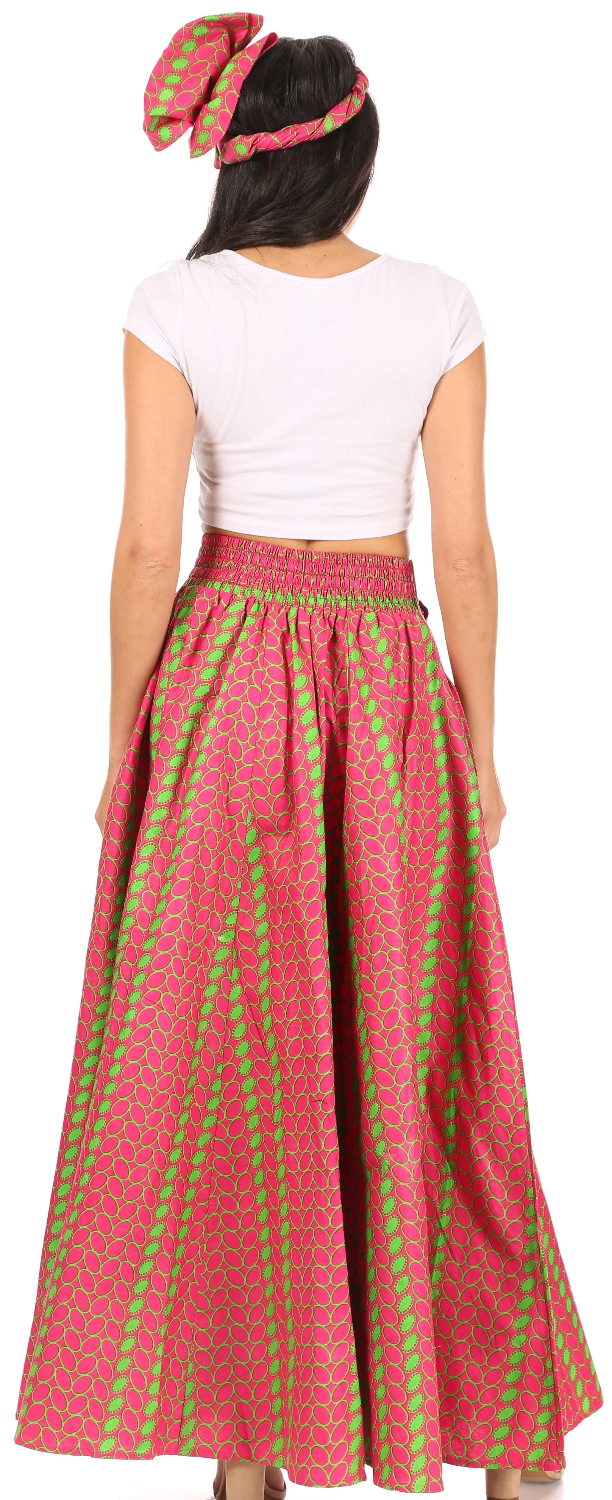 Sakkas Asma Convertible Traditional Wax Print Adjustable Strap Maxi Skirt | Dress