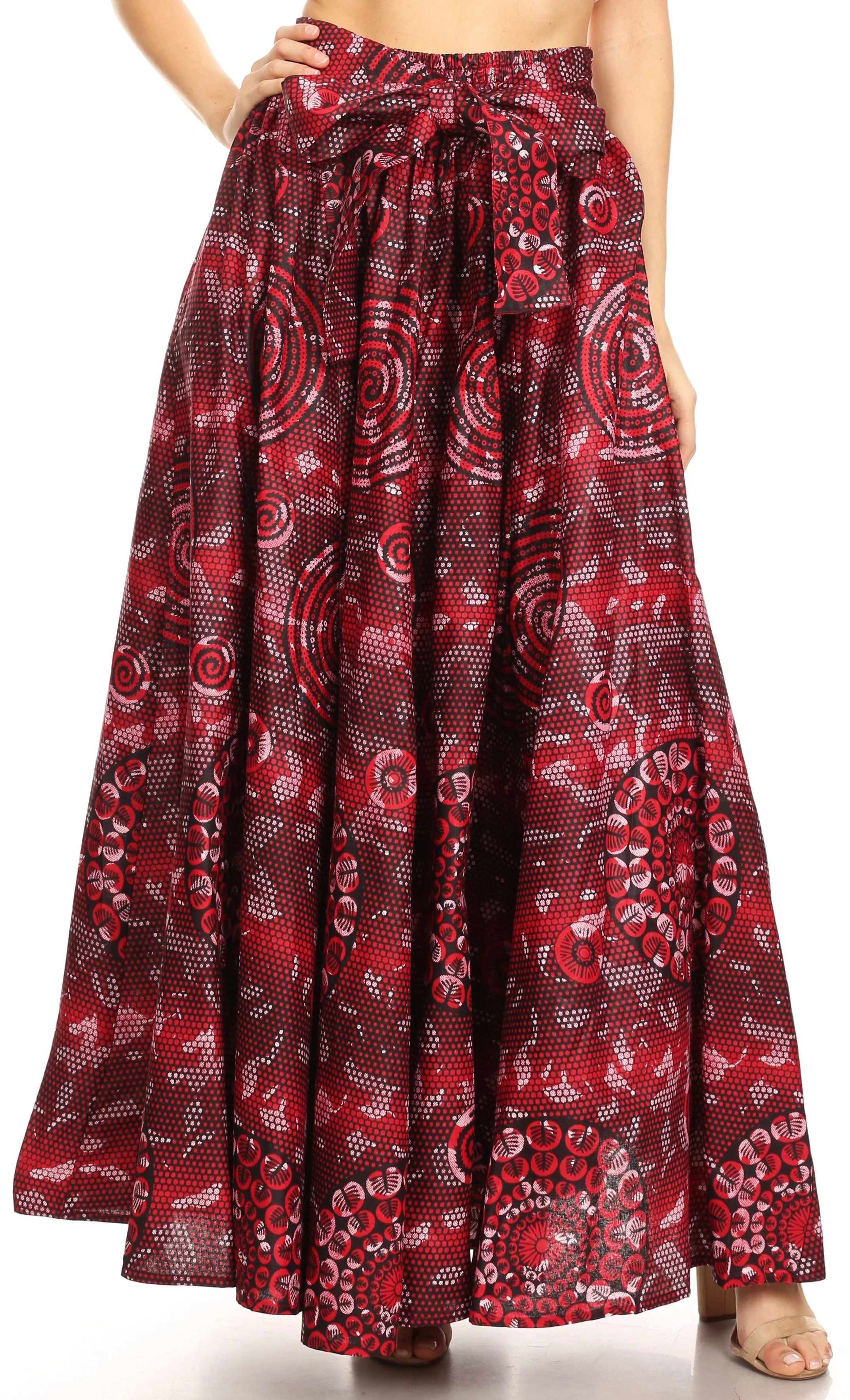 Sakkas Asma Convertible Traditional Wax Print Adjustable Strap Maxi Skirt | Dress