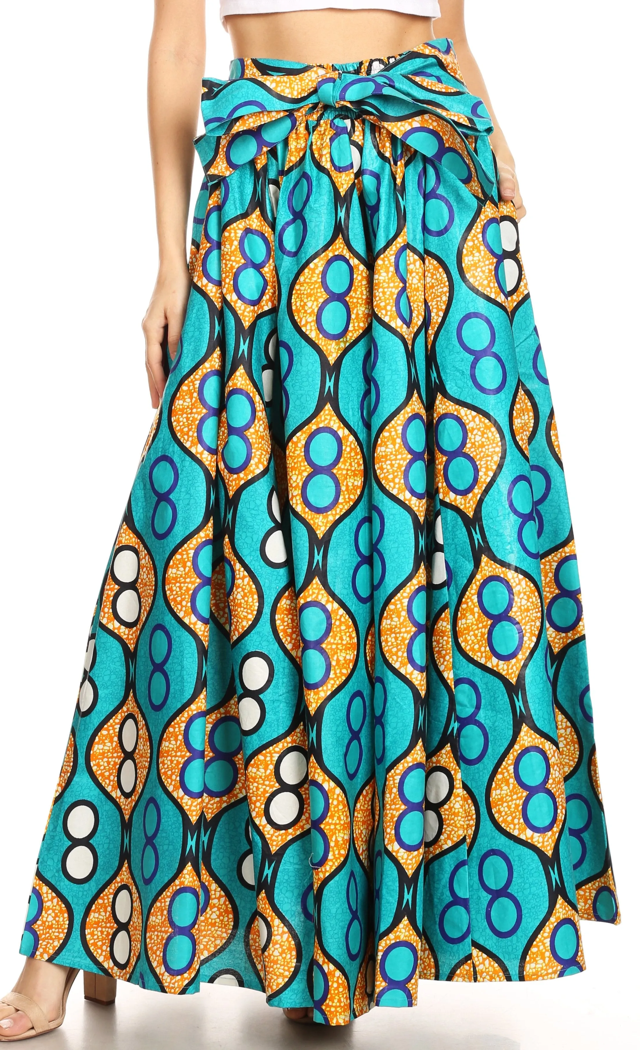 Sakkas Asma Convertible Traditional Wax Print Adjustable Strap Maxi Skirt | Dress