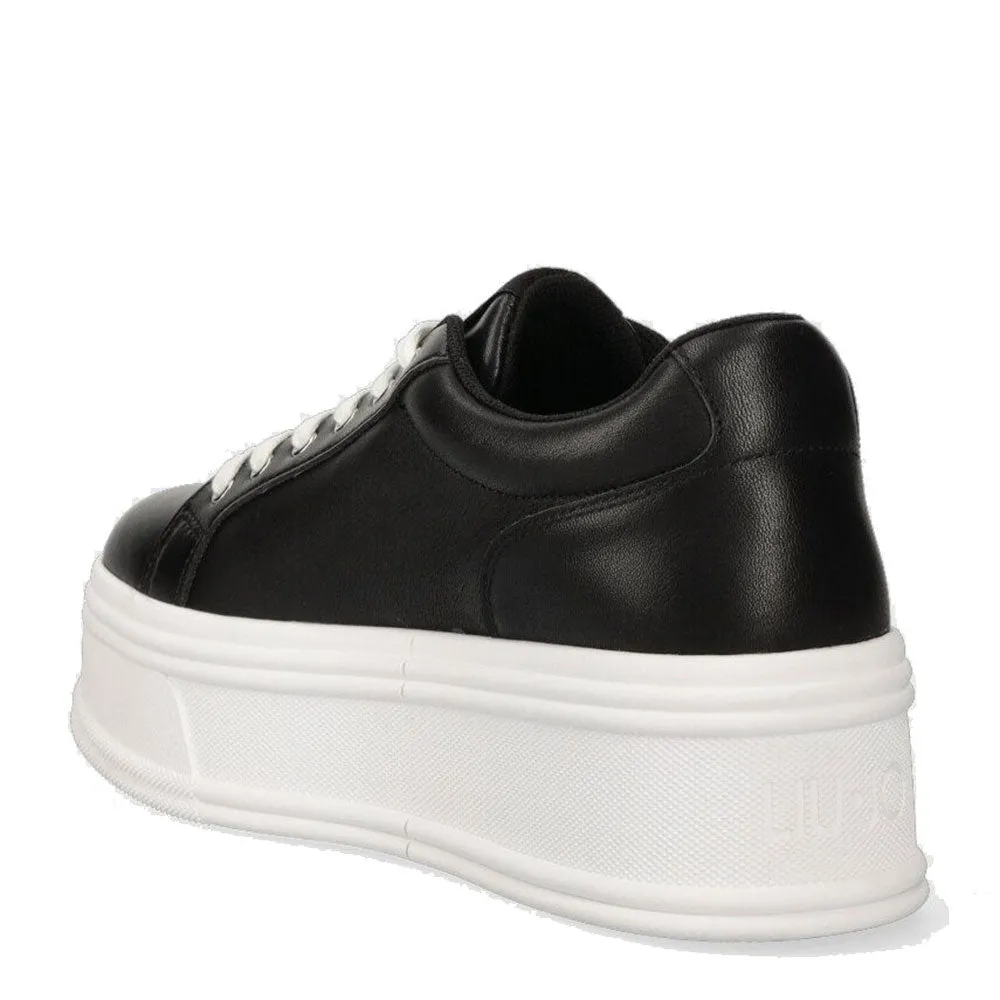 Scarpe Donna LIU JO Selma 04 Sneakers Platform in Pelle Nera con Perle