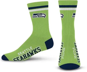 Seattle Pro Football Socks Adult Team Logo and Colors Large Crew Sport Socks Footwear for Men and Women Game Day Apparel