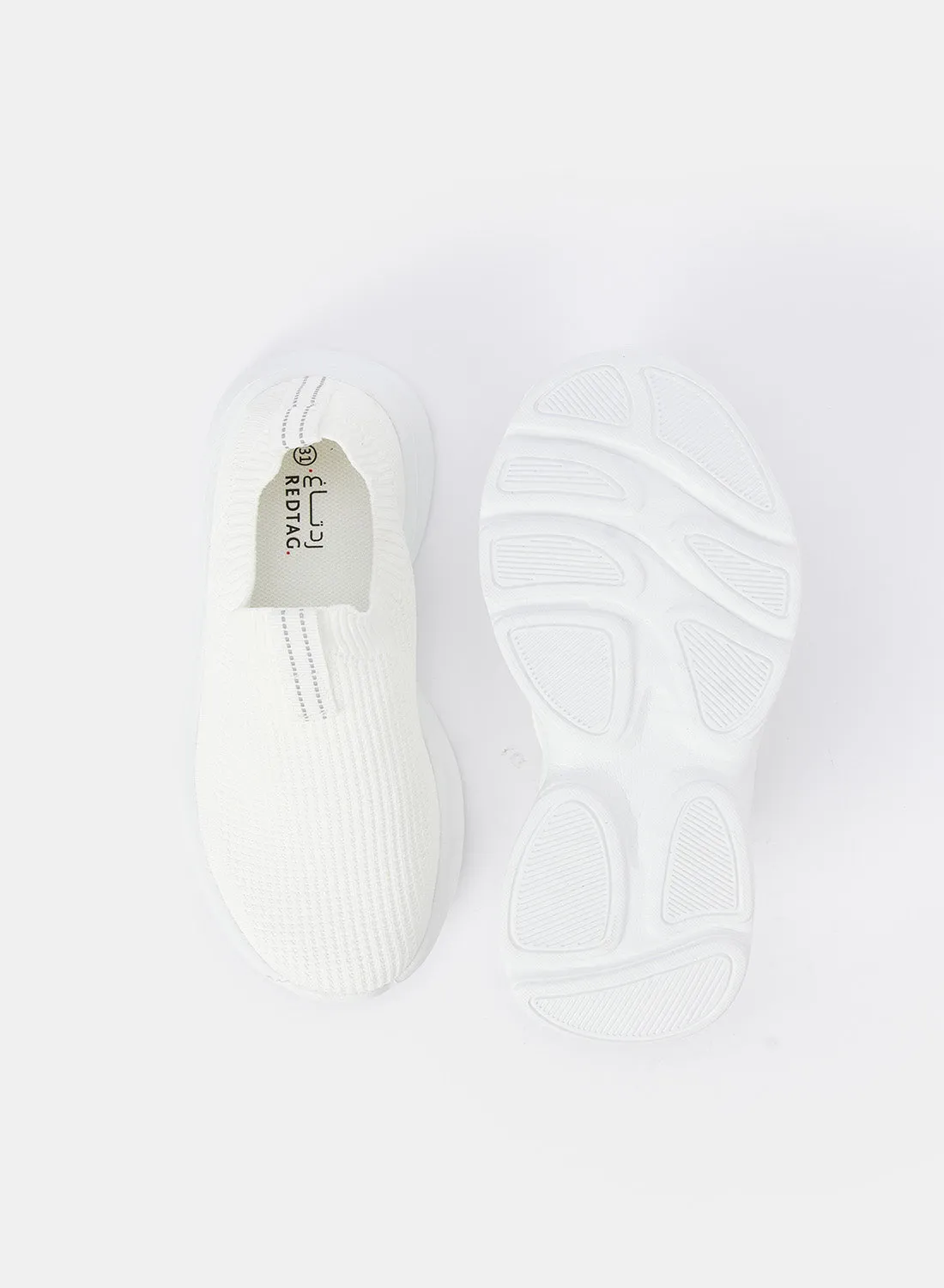 Senior Girls White Fly-Knit Slip-On Trainer