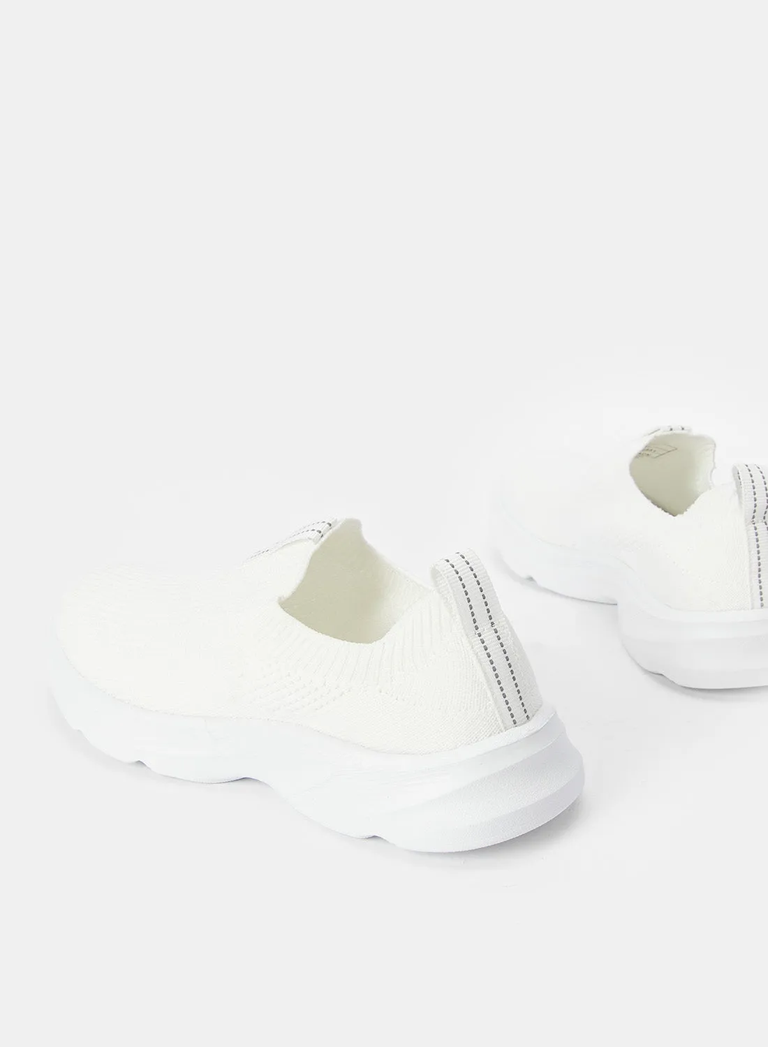 Senior Girls White Fly-Knit Slip-On Trainer