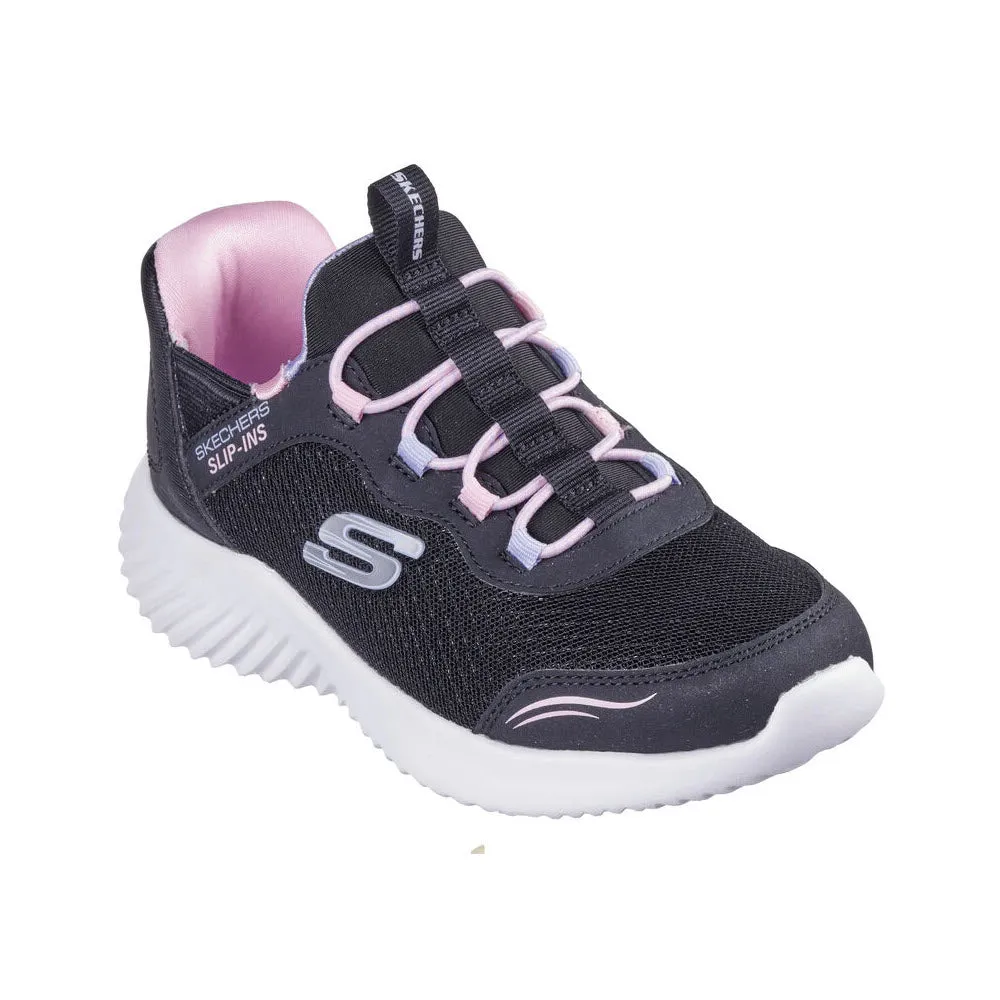 SKECHERS SLIP INS BOUNDER BLACK/PINK MULTI - KIDS