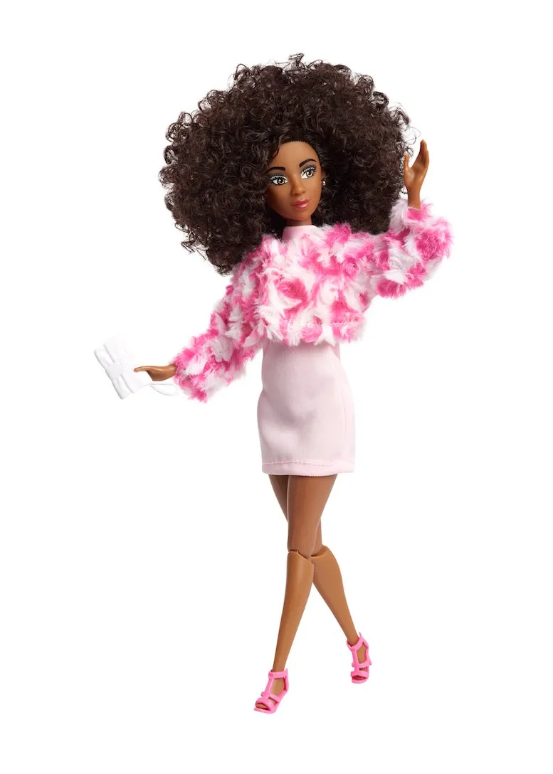 STRAWBERRY SMOOTHIE Pink Fur Jacket & Dress Doll Fashion Pack