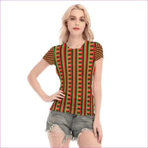 Striped Galore Women's Short Sleeve Mesh Blouse