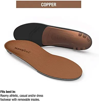 Superfeet Copper | Memory Foam Comfort plus Support Anti-fatigue Replacement Insoles | Color Bronze