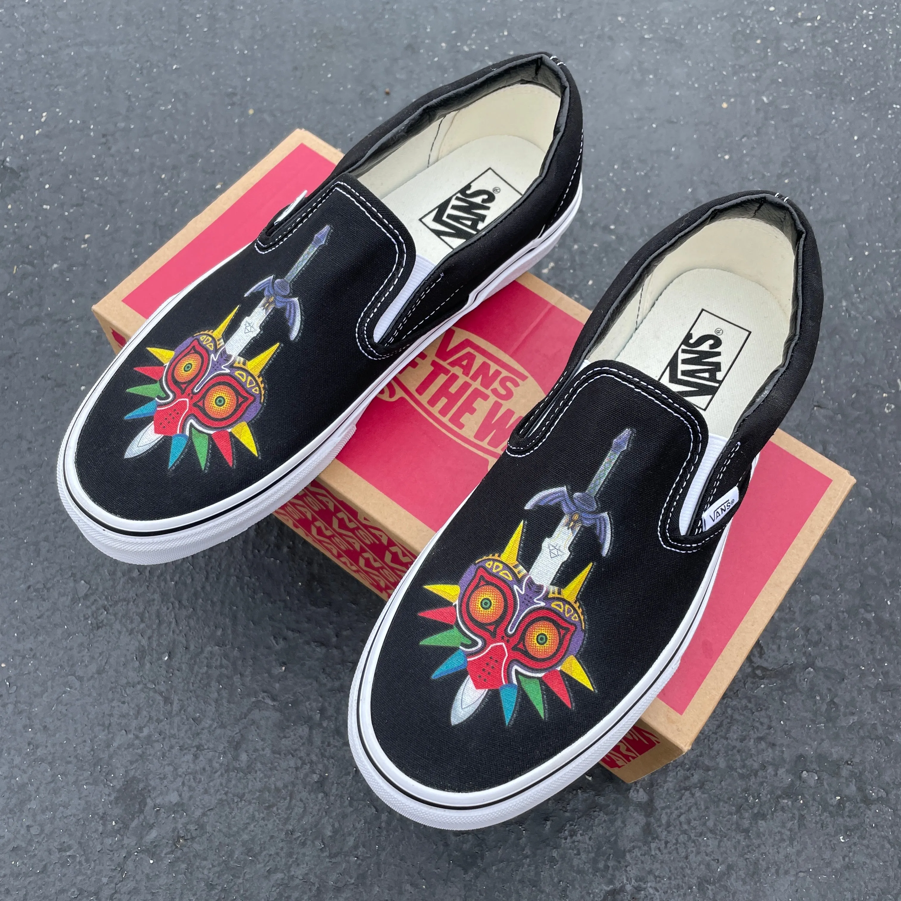 The Legend of Zelda Majora's Mask and Master Sword - Custom Slip Ons