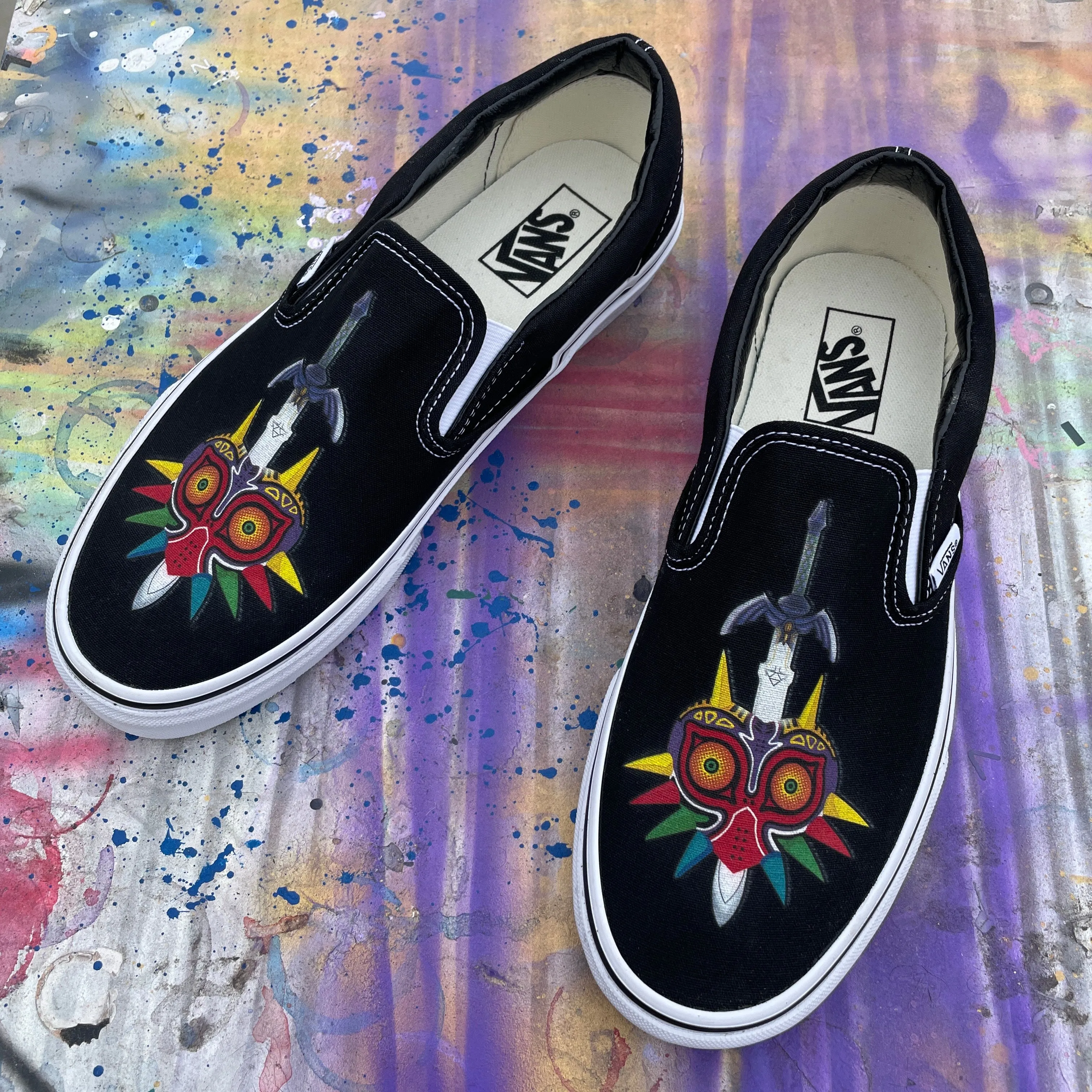 The Legend of Zelda Majora's Mask and Master Sword - Custom Slip Ons