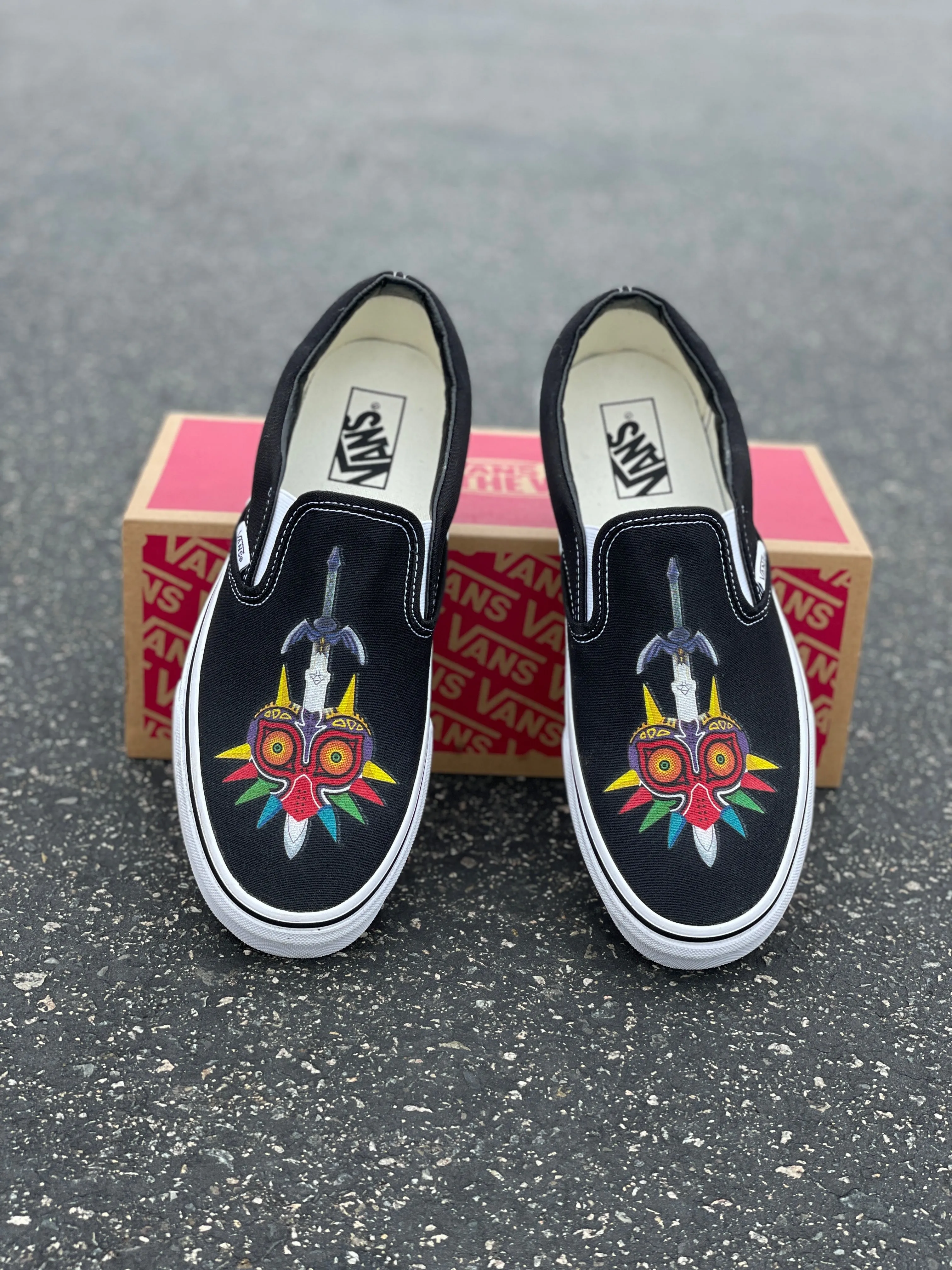 The Legend of Zelda Majora's Mask and Master Sword - Custom Slip Ons