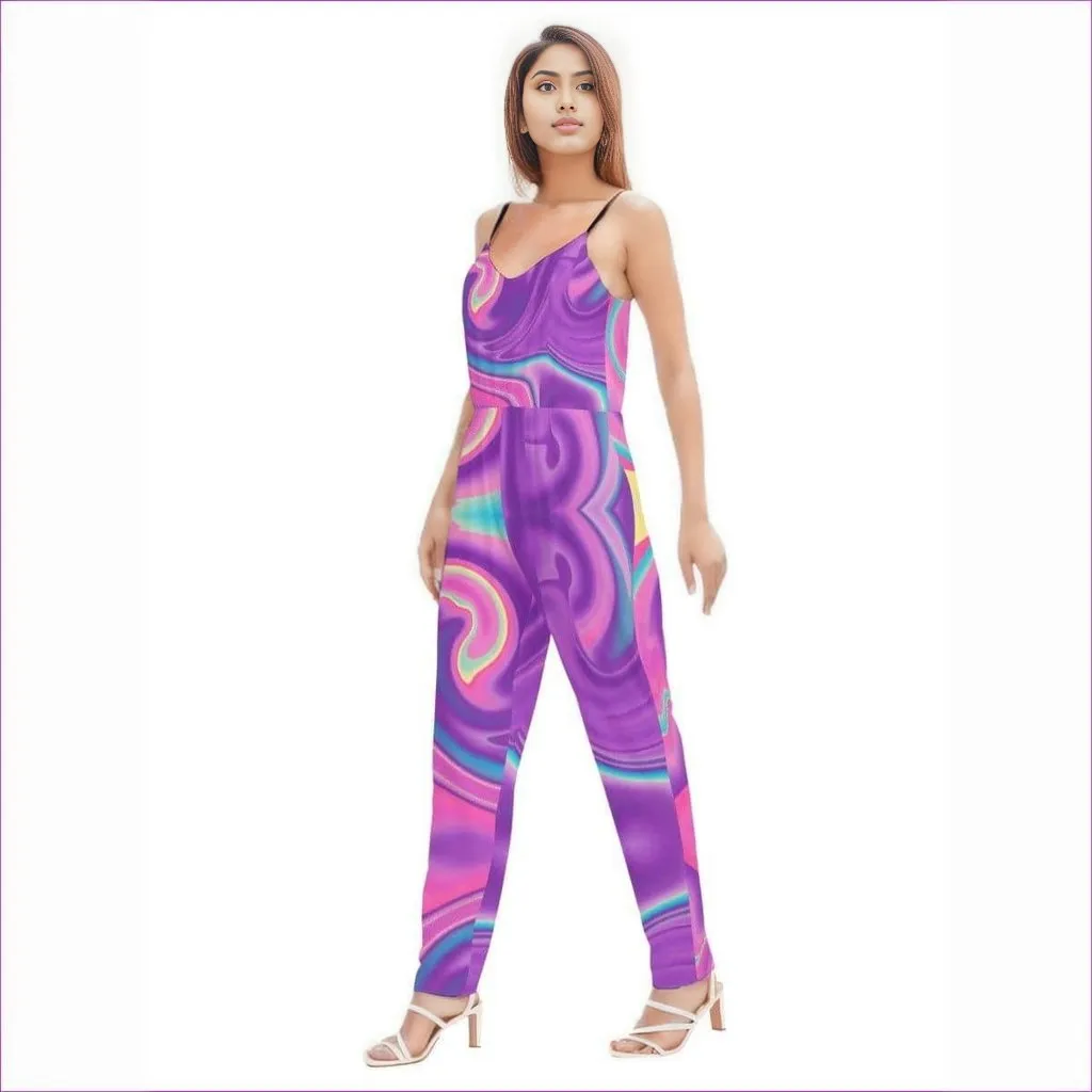 Tie-Dye Women's V-neck Cami Jumpsuit