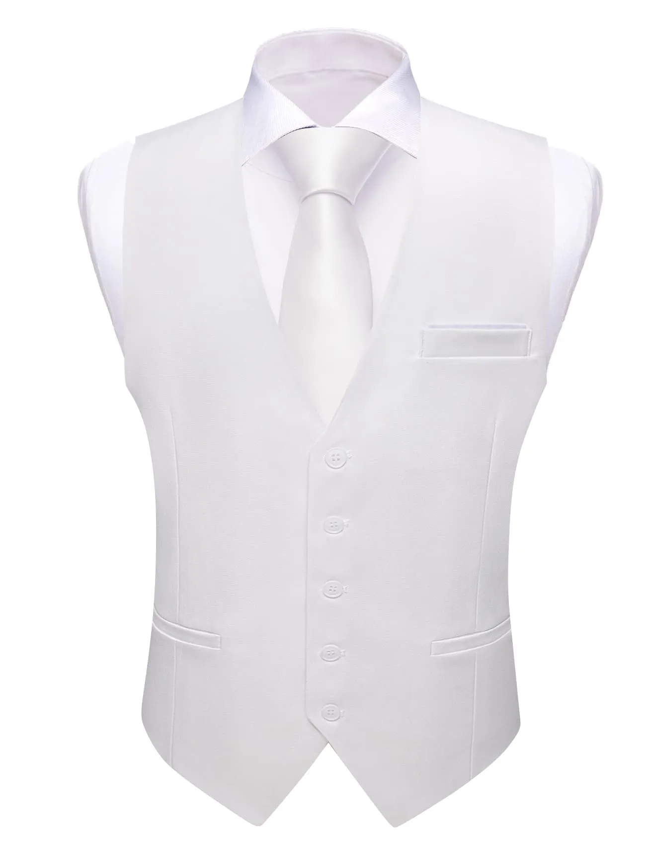 Ties2you Work Vest Pearl White Solid Button Silk Mens Dress Vest Jacket Business