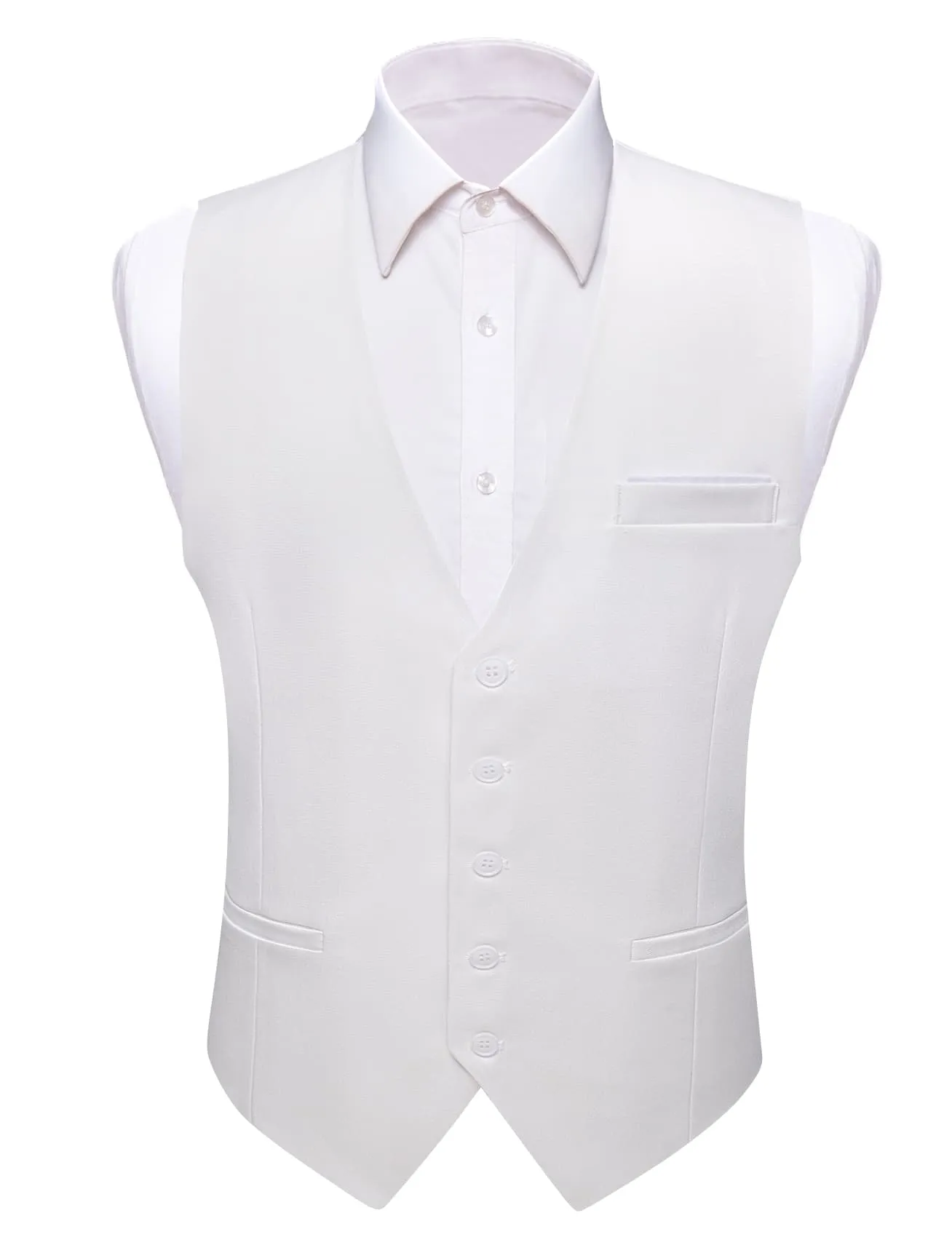 Ties2you Work Vest Pearl White Solid Button Silk Mens Dress Vest Jacket Business