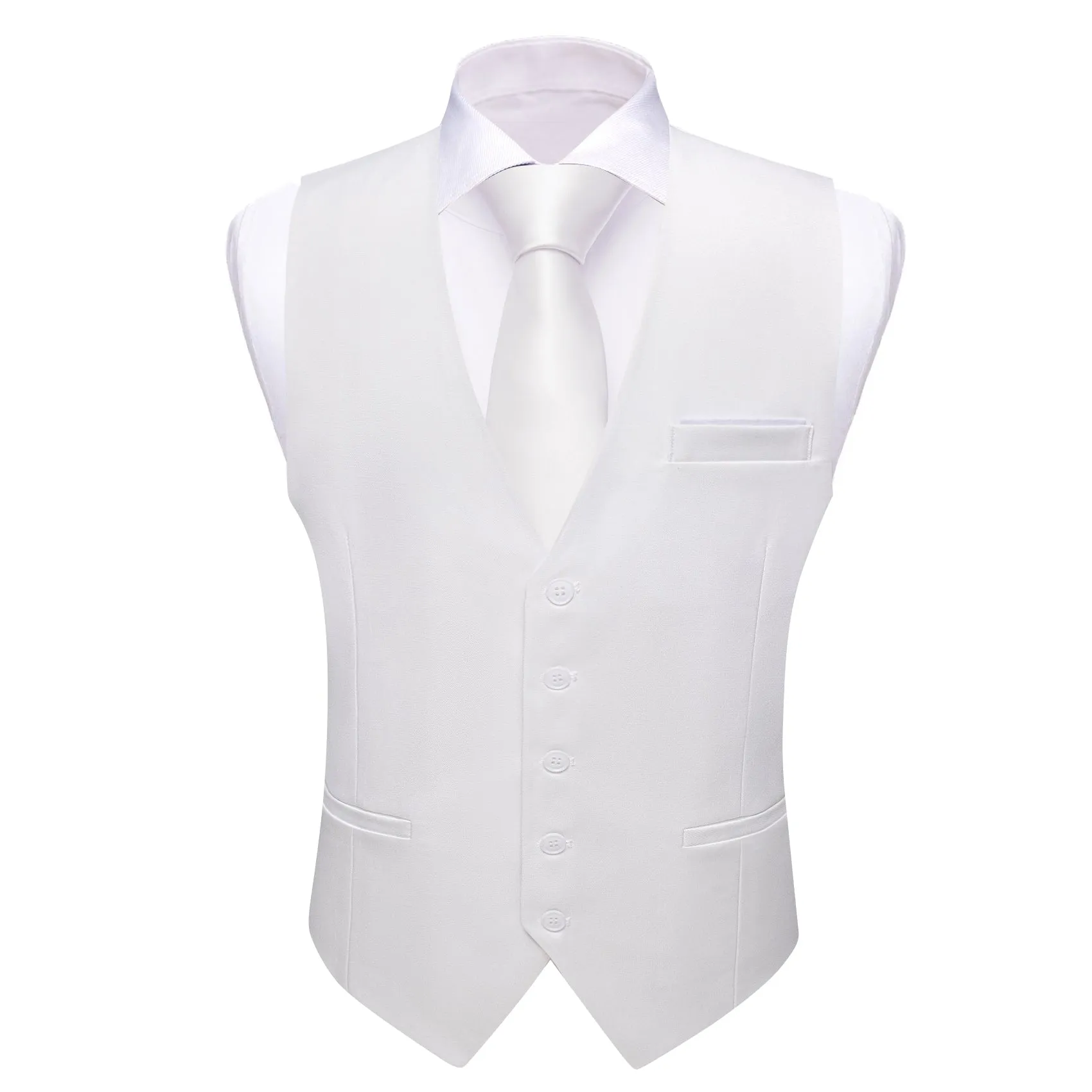 Ties2you Work Vest Pearl White Solid Button Silk Mens Dress Vest Jacket Business