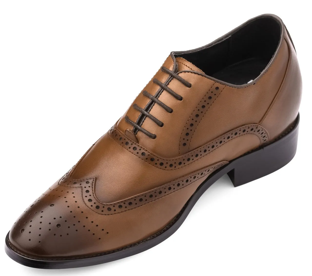 TOTO Brown Leather Oxford Dress Shoes - Three Inches - A2621C