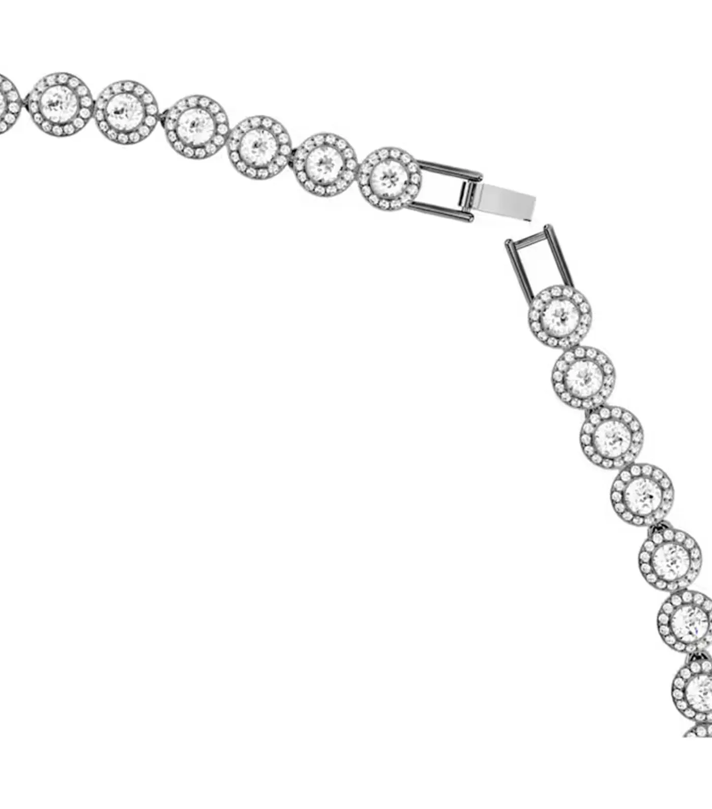 Una Angelic Necklace Round Cut, Long, White, Ruthenium Plated