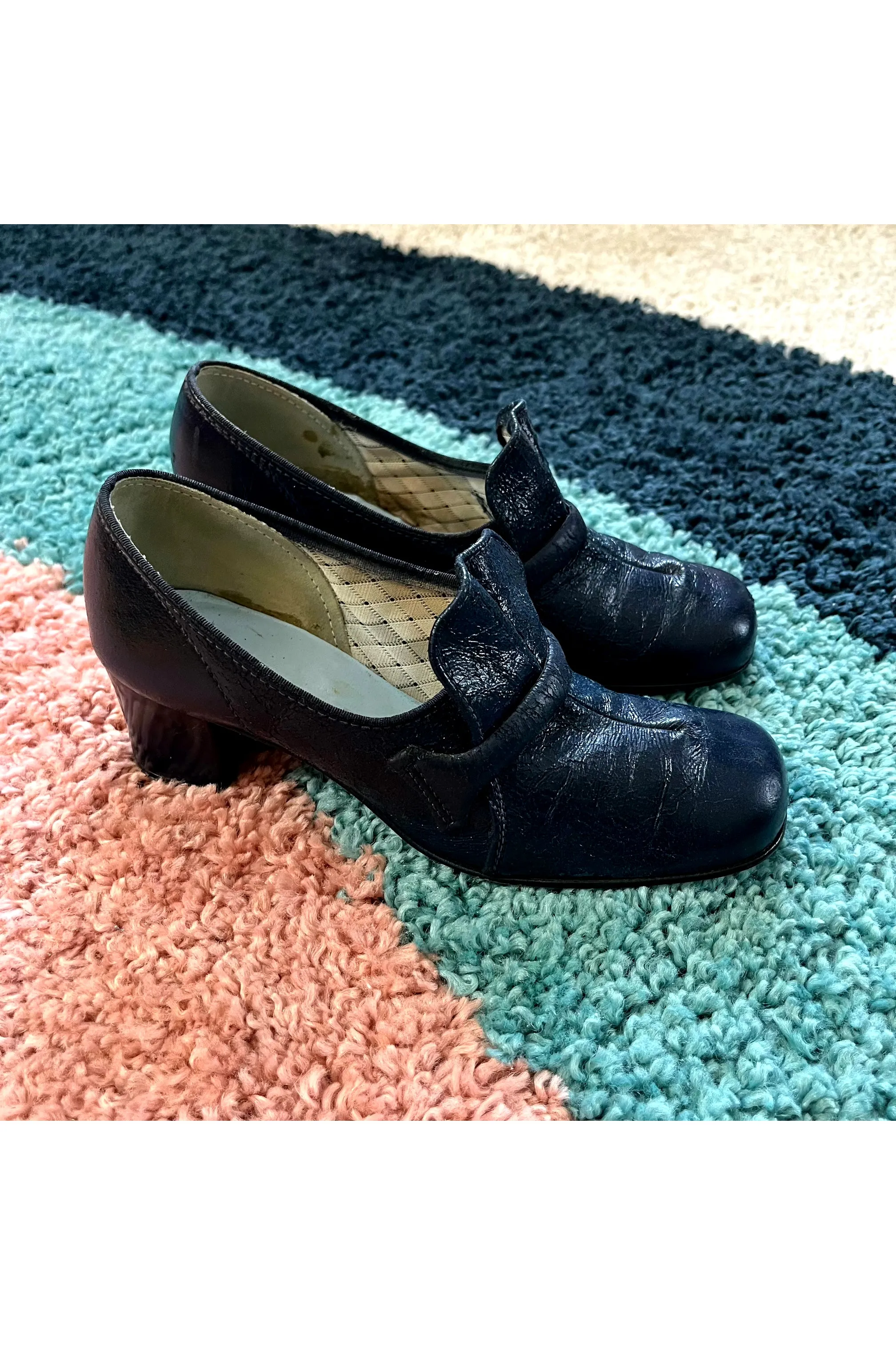 Vintage Mod Navy Loafers - Approx Size 7-7.5