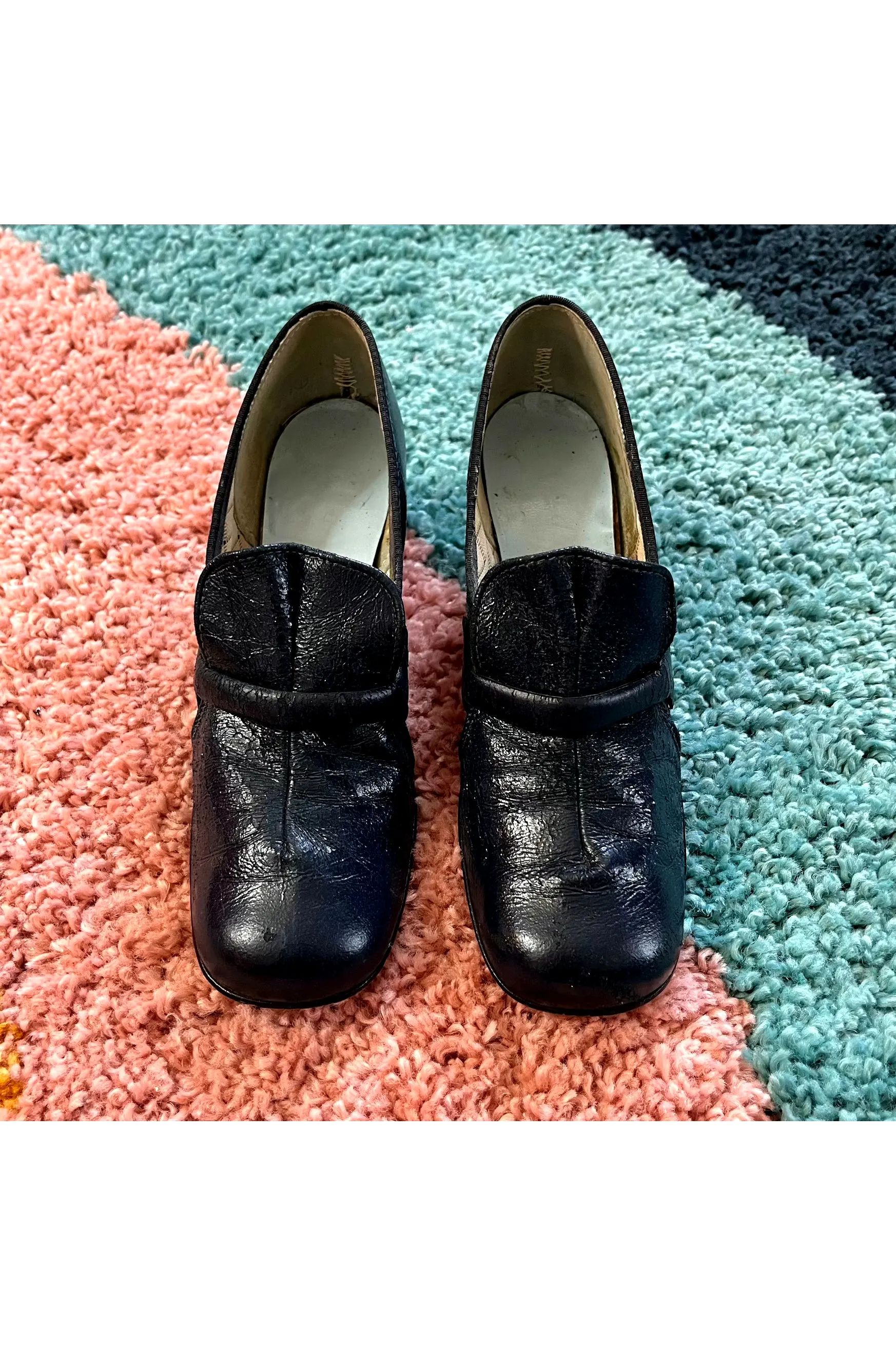 Vintage Mod Navy Loafers - Approx Size 7-7.5