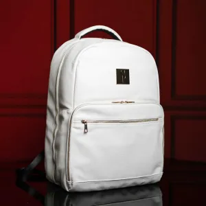 White Tumbled Leather Daily Commuter Bag (XL Design)