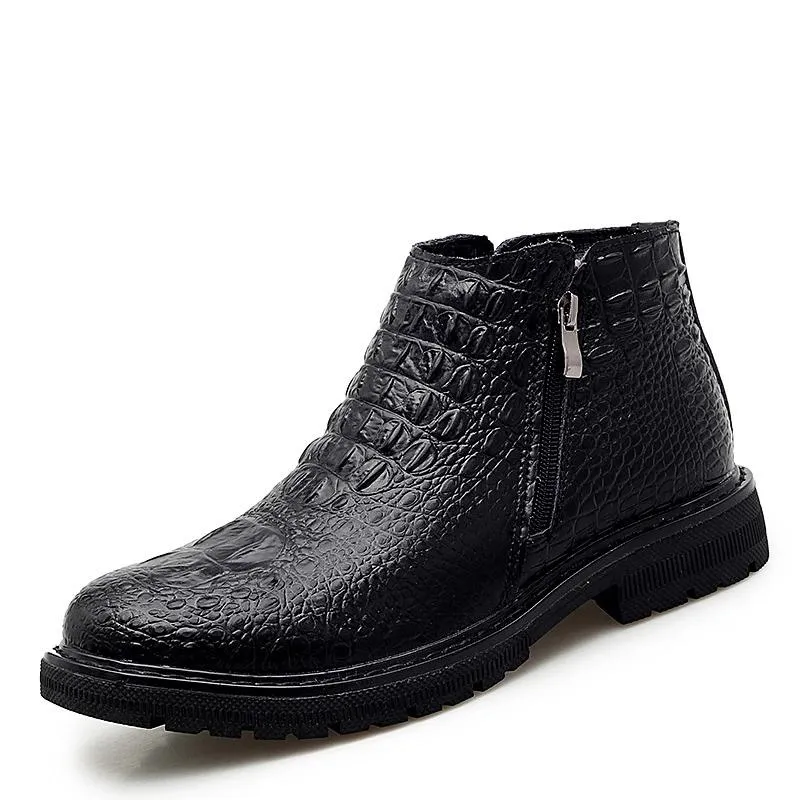 WildLux Croc Pattern Biker Ankle Boots