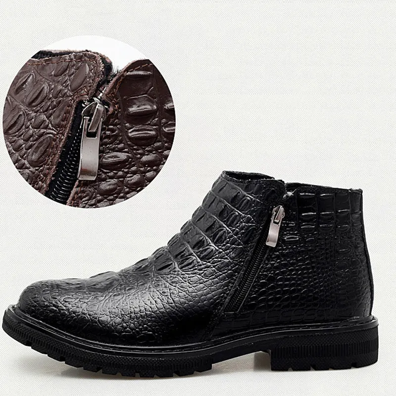 WildLux Croc Pattern Biker Ankle Boots