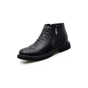 WildLux Croc Pattern Biker Ankle Boots