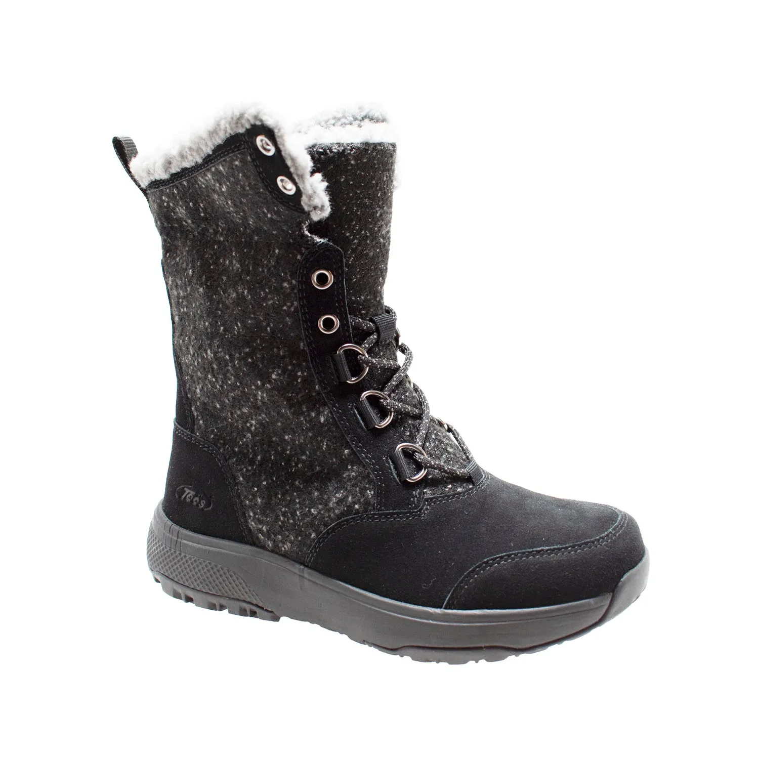 Winter Tecs Womens Microfleece Lace Black Winter Boots