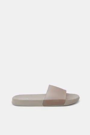 Women Beige Vinyl Slide