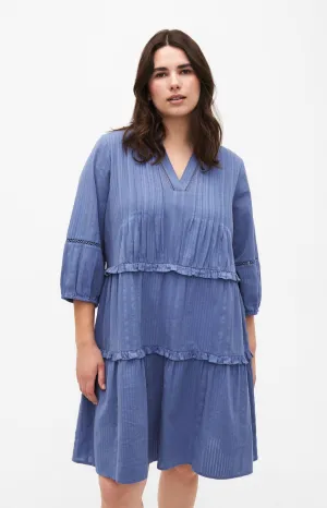 Zizzi Lise Cotton Dress in Blue